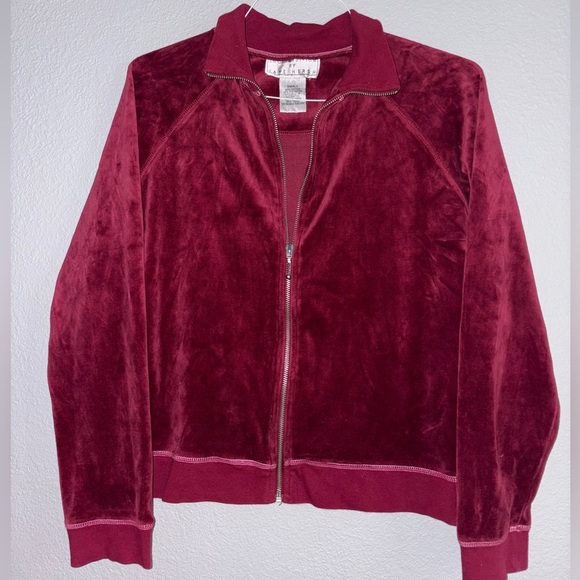 Vintage Women's Burgundy Track Jacket - Picture 1 of 3